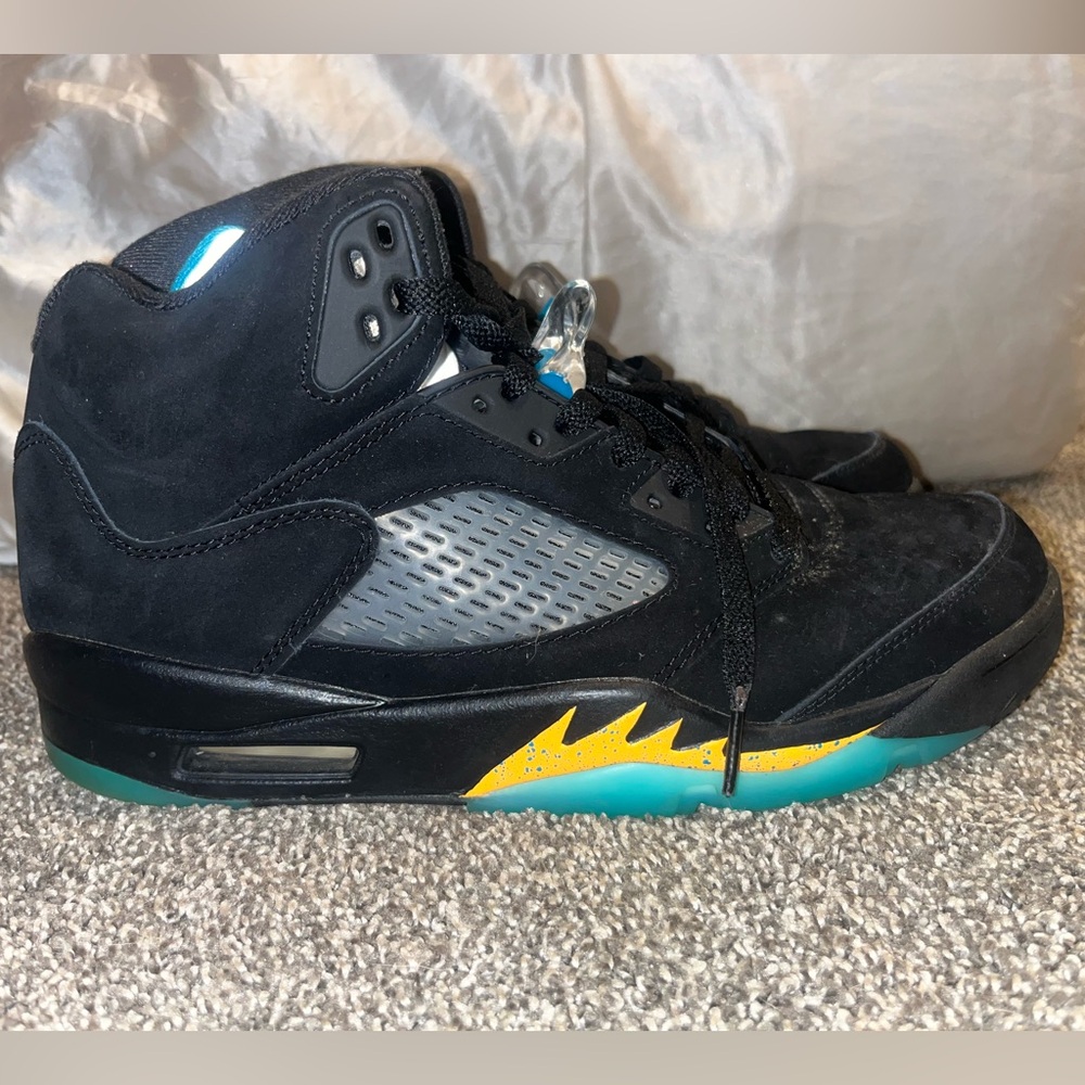 Mens Size 10 Nike Air Jordan 5 Retro Aqua Black Yellow